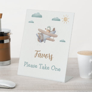 Favours Aeroplane Baby Shower Travel Theme Pedestal Sign