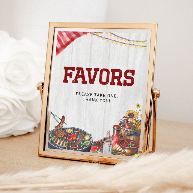 Favours BBQ Backyard Rustic Baby Shower Poster (Creator Uploaded)