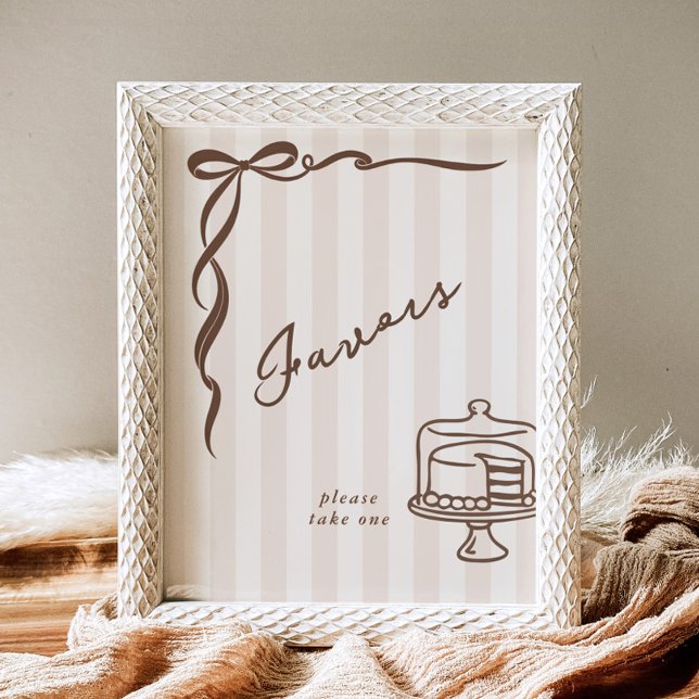 Favours Bebe Cafe Brown Bow Handdrawn Cake Poster (Creator Uploaded)