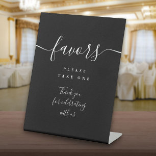 Favours Black And White Modern Script Table Pedestal Sign