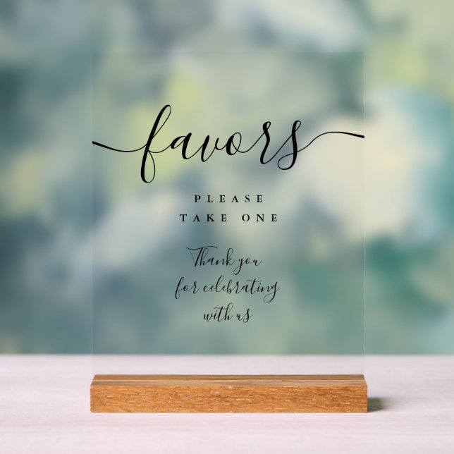 Favours Black Elegant Modern Script Acrylic Sign (Neutral)