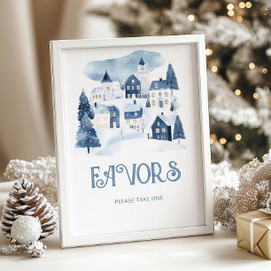 Favours Christmas village Winter Baby Shower Poster