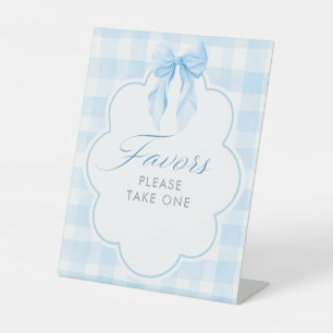 Favours Dusty Blue Bow Baby Shower Table Sign