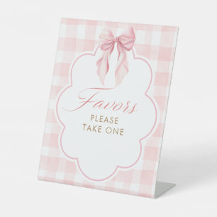 Favours Dusty Pink Bow Baby Shower Table Sign