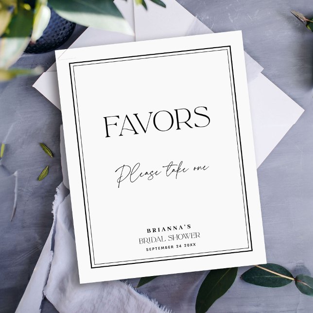 Favours Elegant Black & White Bridal Shower Poster (Creator Uploaded)