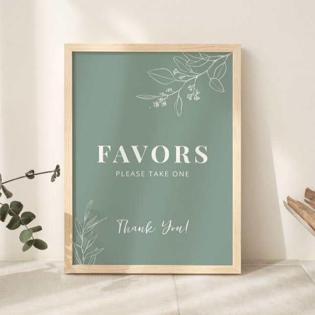 Favours Floral Sage Green Wedding Sign  (Creator Uploaded)