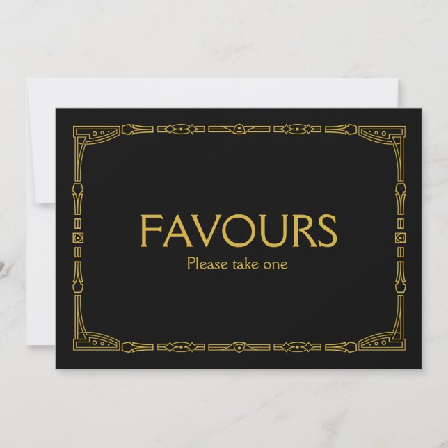 "Favours" Gold Art Deco Style Wedding Sign (Front)