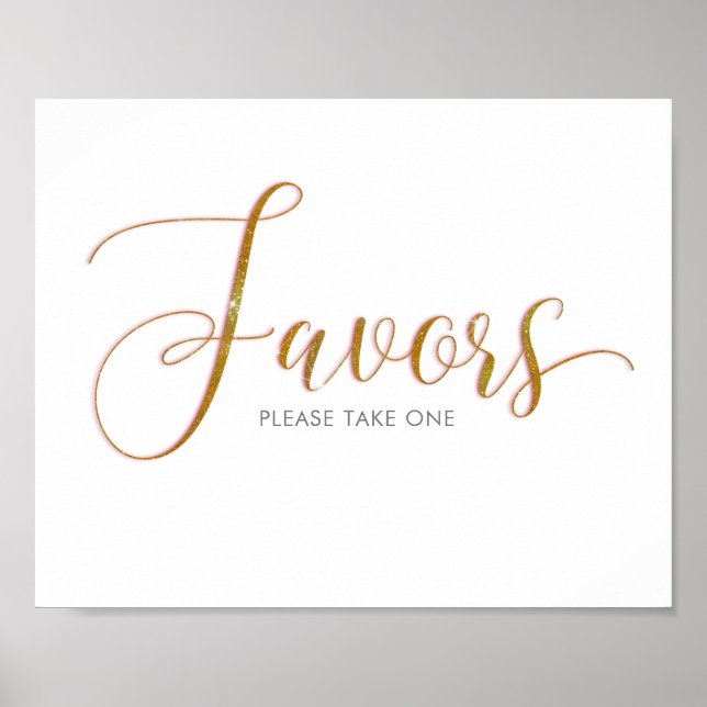 Favours Gold Glitter Script Text Poster (Front)