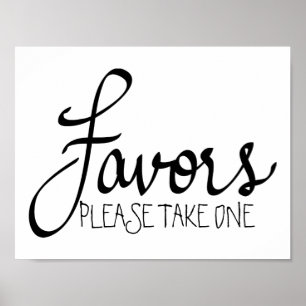 Favours Modern Wedding Simple Calligraphy Poster