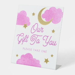Favours Over The Moon Girl Baby Shower Sign