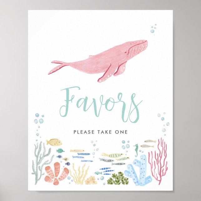 Favours Pink Whale Under The Sea Sign (Front)