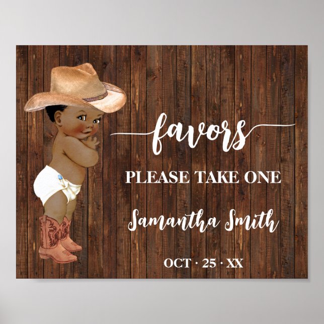 Favours Please take one AA Cowboy Baby Shower Poster (Front)