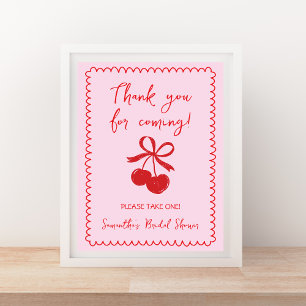 Favours Please Take One Cherry Bow Bridal Shower Poster