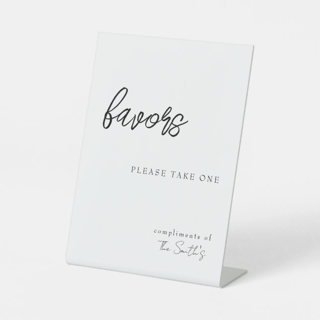 'Favours Please Take One' Compliments Customisable Pedestal Sign (Front)