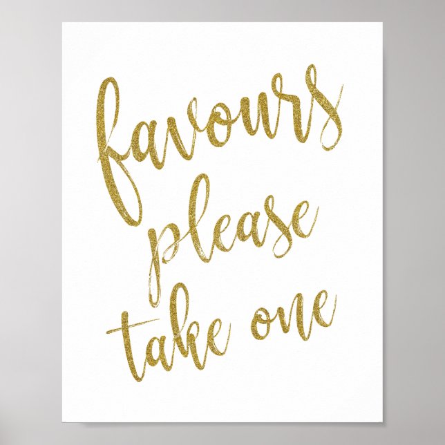 Favours Please Take One Glitter 8x10 Wedding Sign (Front)