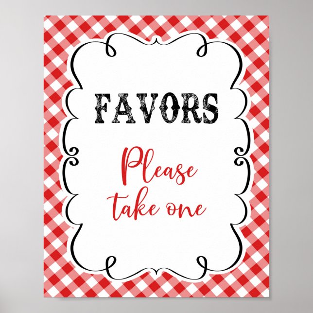 Favours Please Take One Red Gingham Picnic I Do BB Poster (Front)
