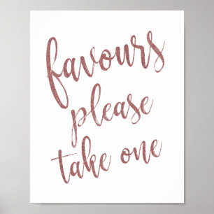 Favours Please Take One Rose Gold Glitter Sign