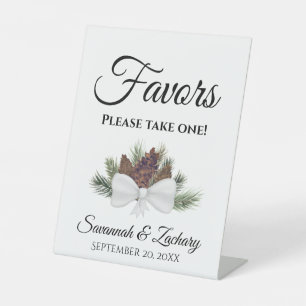 Favours Please Take One Rustic Pinecones Wedding Pedestal Sign