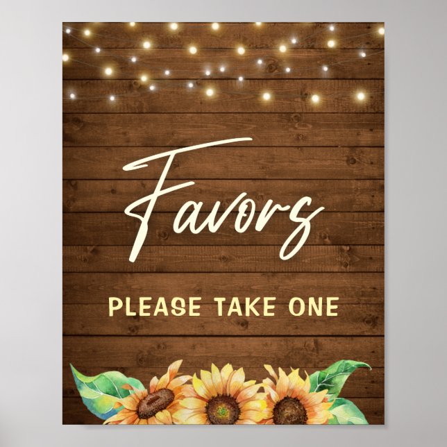 Favours Please Take One Rustic Sunflower Fall Part Poster (Front)