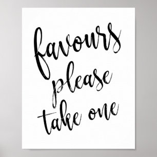 Favours Please Take One Simple 8x10 Wedding Sign