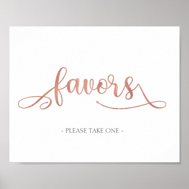 Favours Rose Gold Trendy Wedding Sign (Front)