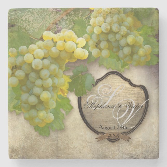 Favours Rustic Winery Art Outdoor Vineyard Wedding Stone Coaster (Front)