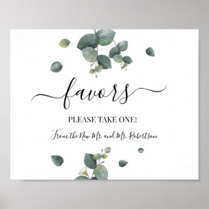 Favours Shower Wedding Greenery Eucalyptus Sign