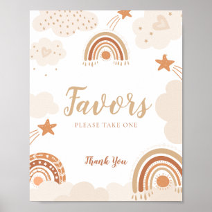 Favours sign Boho Rainbows Baby Shower sign