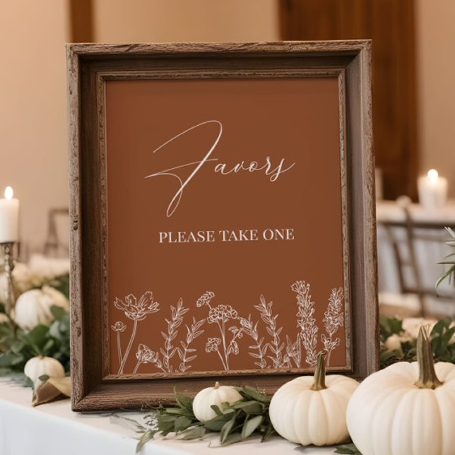 Favours Sign Burnt Orange Wildflower Wedding Poste (Creator Uploaded)