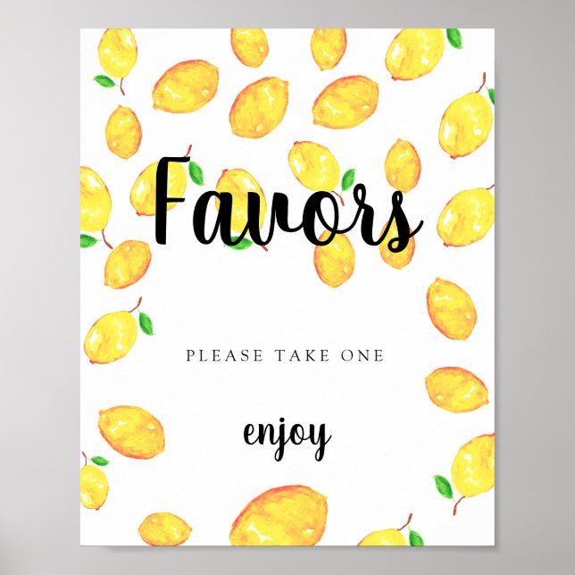 Favours Sign Lemon Bridal Shower Main Squeeze  (Front)