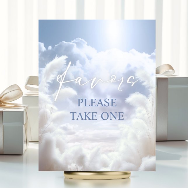 Favours Sign On Cloud Nine 9 Pampas Bridal Shower (Favors Sign On Cloud Nine 9 Pampas Bridal Shower | Please Take One (for guests))
