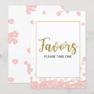 Favours Sign Pink and Gold Bridal Shower Invitation