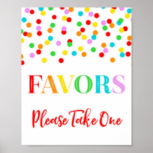 Favours Sign Rainbow Confetti Baby Shower