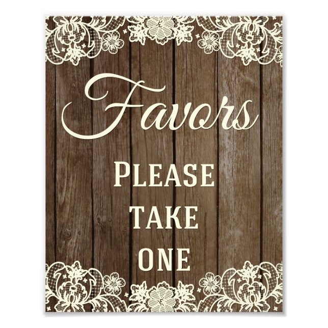 Favours Sign, Wedding Sign, Wedding Decor Photo Print (Front)