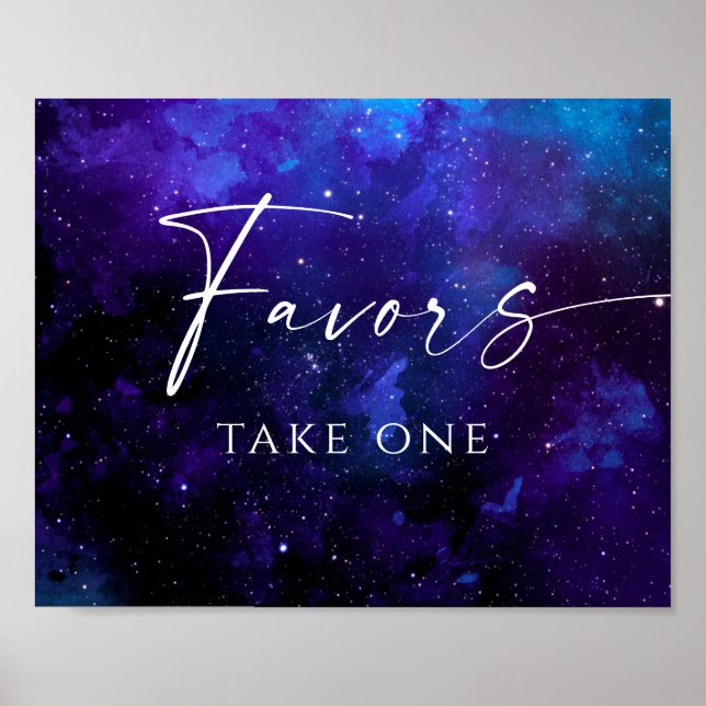 Favours Space Wedding Sign | Starry Night Galaxy (Front)