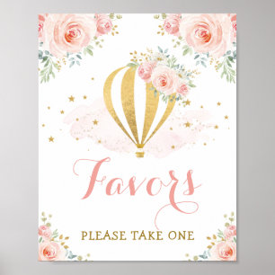 Favours - Take One / Floral Hot Air Balloon Shower Poster