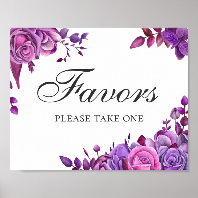 Favours take one. Pink and purple wedding flowers Poster (Front)