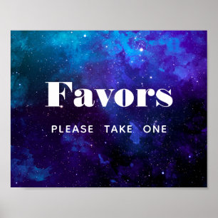 Favours take one. Space wedding sign. Navy night Poster