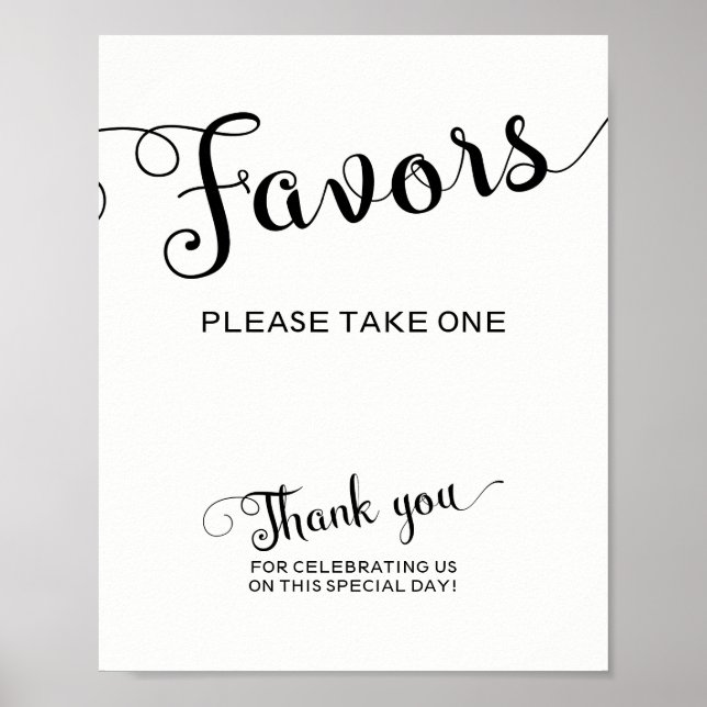 Favours Wedding Sign Please Take One (Front)