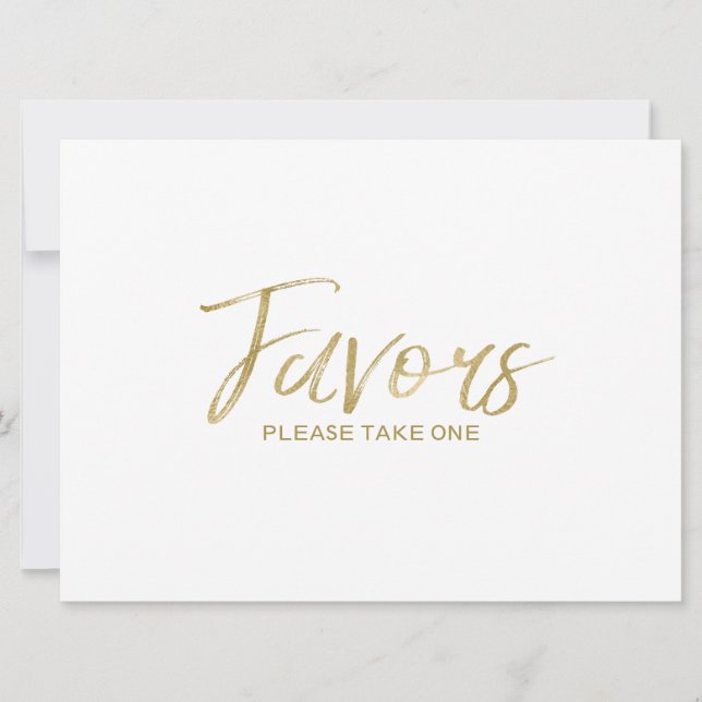 "Favours" Wedding Sign | Stylish Hand Lettered Gol (Front)