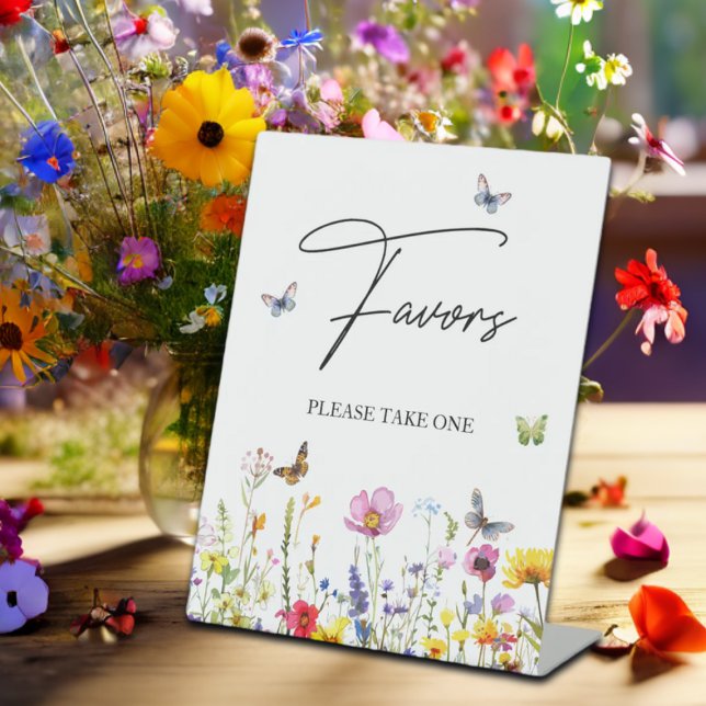 Favours Wildflowers Butterflies Bridal Shower Pedestal Sign (Creator Uploaded)