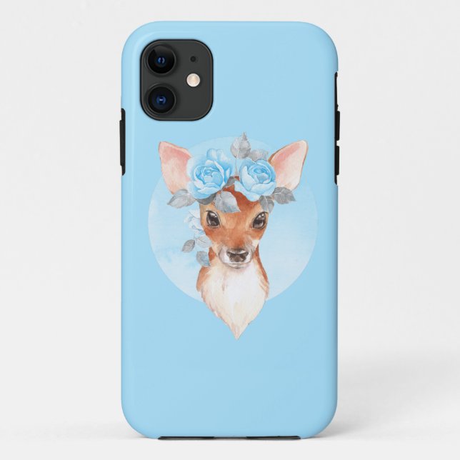 Fawn and blue roses Case-Mate iPhone case (Back)