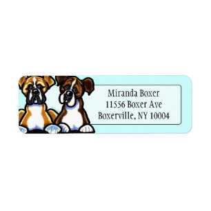 Fawn and Brindle Boxer Studio Aqua Return Address Label