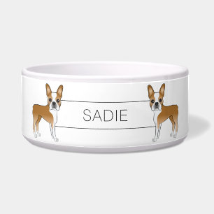 Fawn And White Boston Terrier Cartoon Dogs & Name