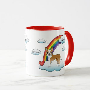 Fawn And White Boston Terrier Rainbow Memorial Mug