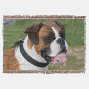 Fawn and White Boxer Puppy Dog Throw Blanket