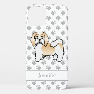 Fawn And White Havanese Cartoon Dog & Name iPhone 12 Case
