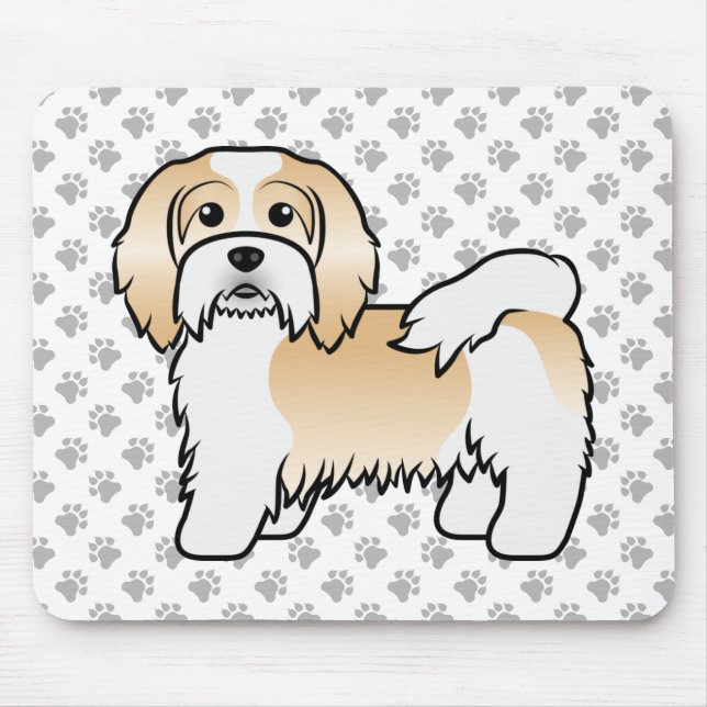 Fawn And White Havanese Cute Cartoon Dog Mouse Pad (Front)