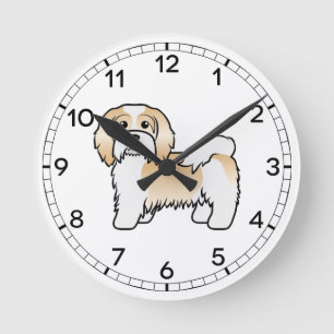 Fawn And White Havanese Cute Cartoon Dog Round Clock