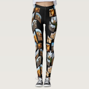 Fawn And White Highland Cow Montage, Leggings
